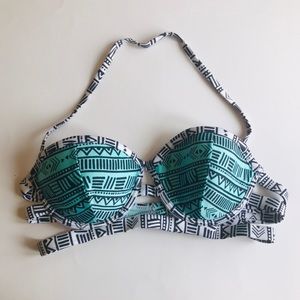 halter swim top with sweetheart neckline